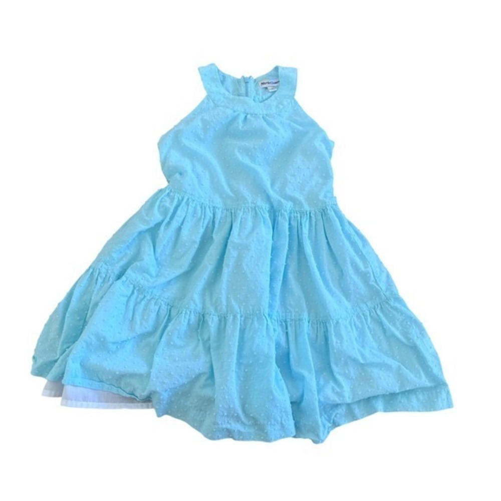 Maria Casero Girls Blue Swiss Dot‎ Tiered Dress Sleeveless Size 10 Cute